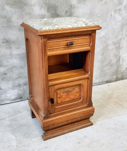 Antique bedside table hall table Art Deco oak with marble