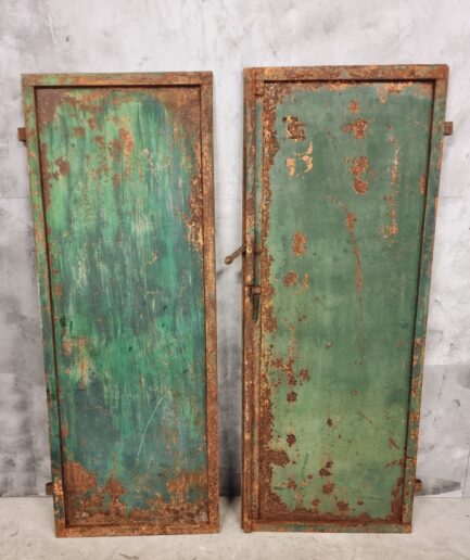 Antique set of iron doors gate doors green 62x163 cm