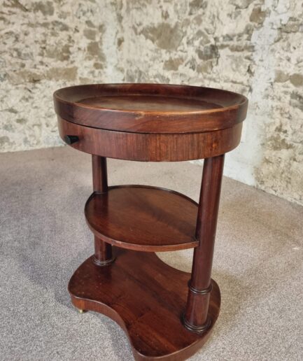 French Empire Style Wooden Trolley with Drawer – 1930s Acacia (1)