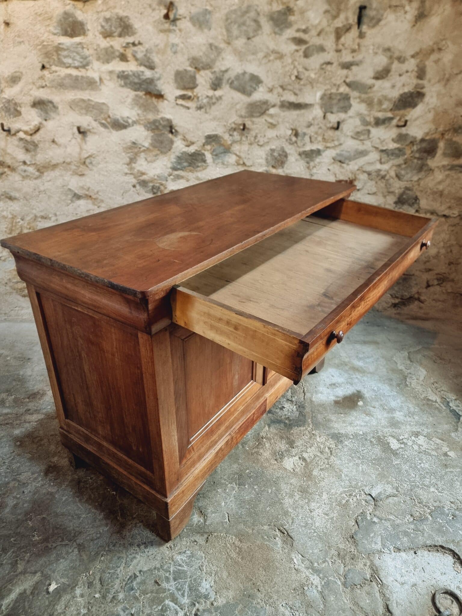 Antique French Cherrywood Sideboard – Early 19th Century Buffet with Drawer and Double Doors (7)