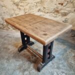 Antique French Oak Bistro Table – 1920s Rectangular Café Table, 100 x 60 cm (1)