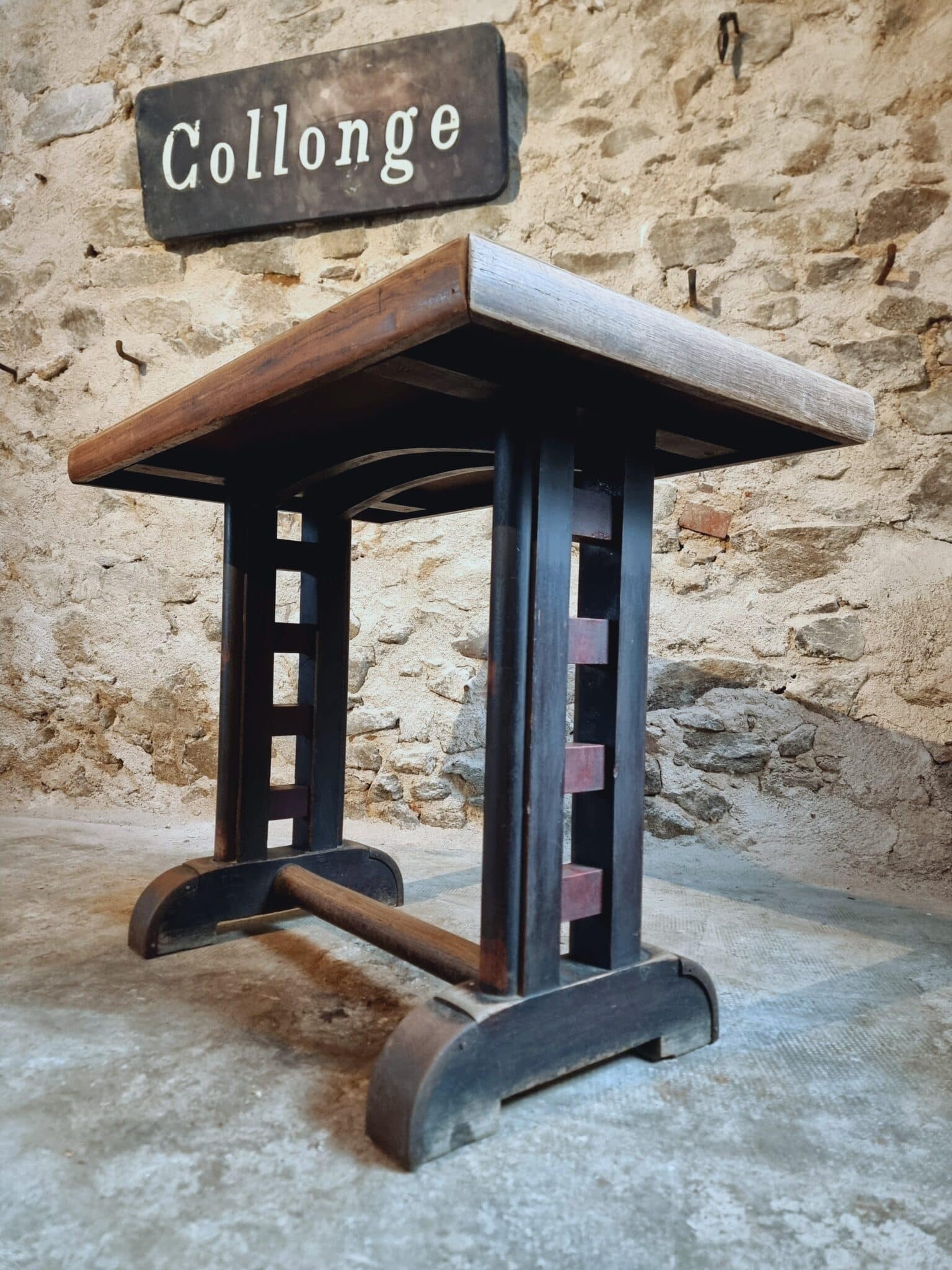 Antique French Oak Bistro Table – 1920s Rectangular Café Table, 100 x 60 cm (3)