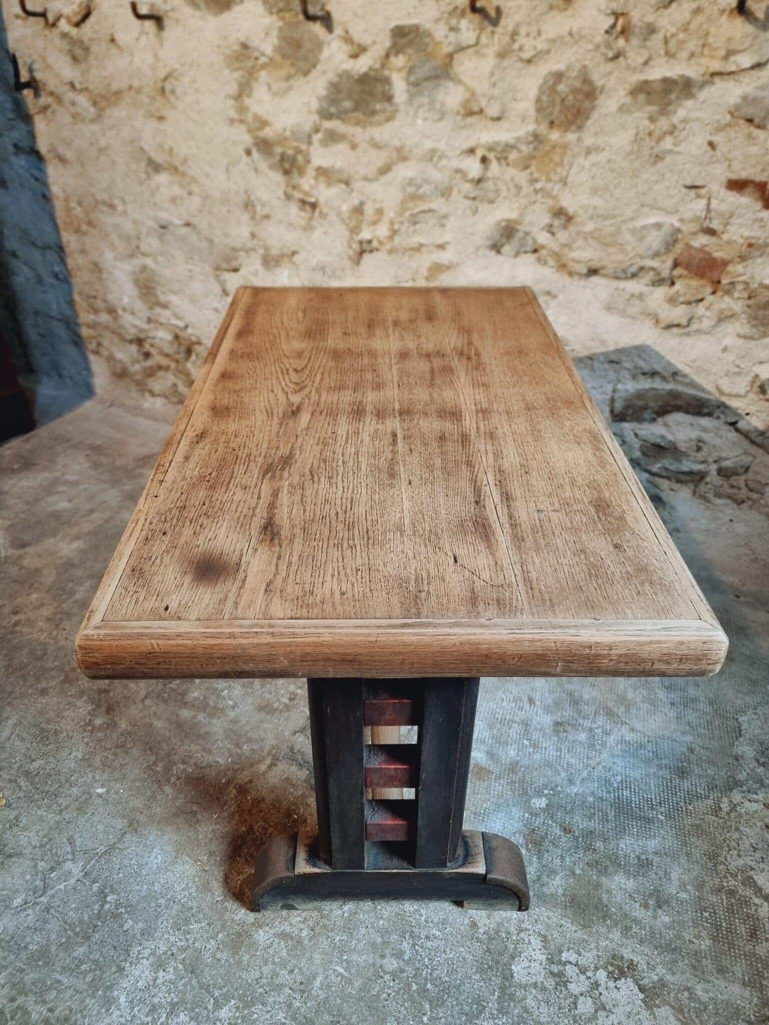 Antique French Oak Bistro Table – 1920s Rectangular Café Table, 100 x 60 cm (6)