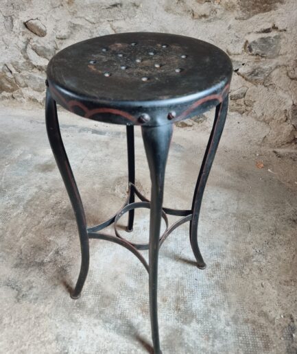 Antique Industrial Stool by Toledo Art Steel Co – 1930s American Metal Bar Stool, 75 cm High (1)