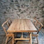 Rustic Handcrafted Dining Set with Oak and Ash, Table and 4 Chairs, 1960s (1)
