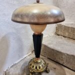 Vintage Art Deco Table Lamp – Copper, Brass & Bakelite – Mushroom Shade – 1920s (1)