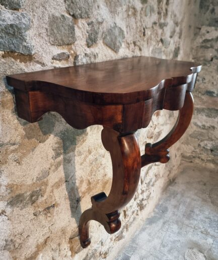 Antique French Console Table Napoleon III Mahogany Wall Table with Inlay, 19th Century Decorative Hall Console (1)