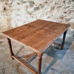 Antique French Oak & Elm Dining Table – Early 20th Century Farmhouse Table with Turned Legs (1)