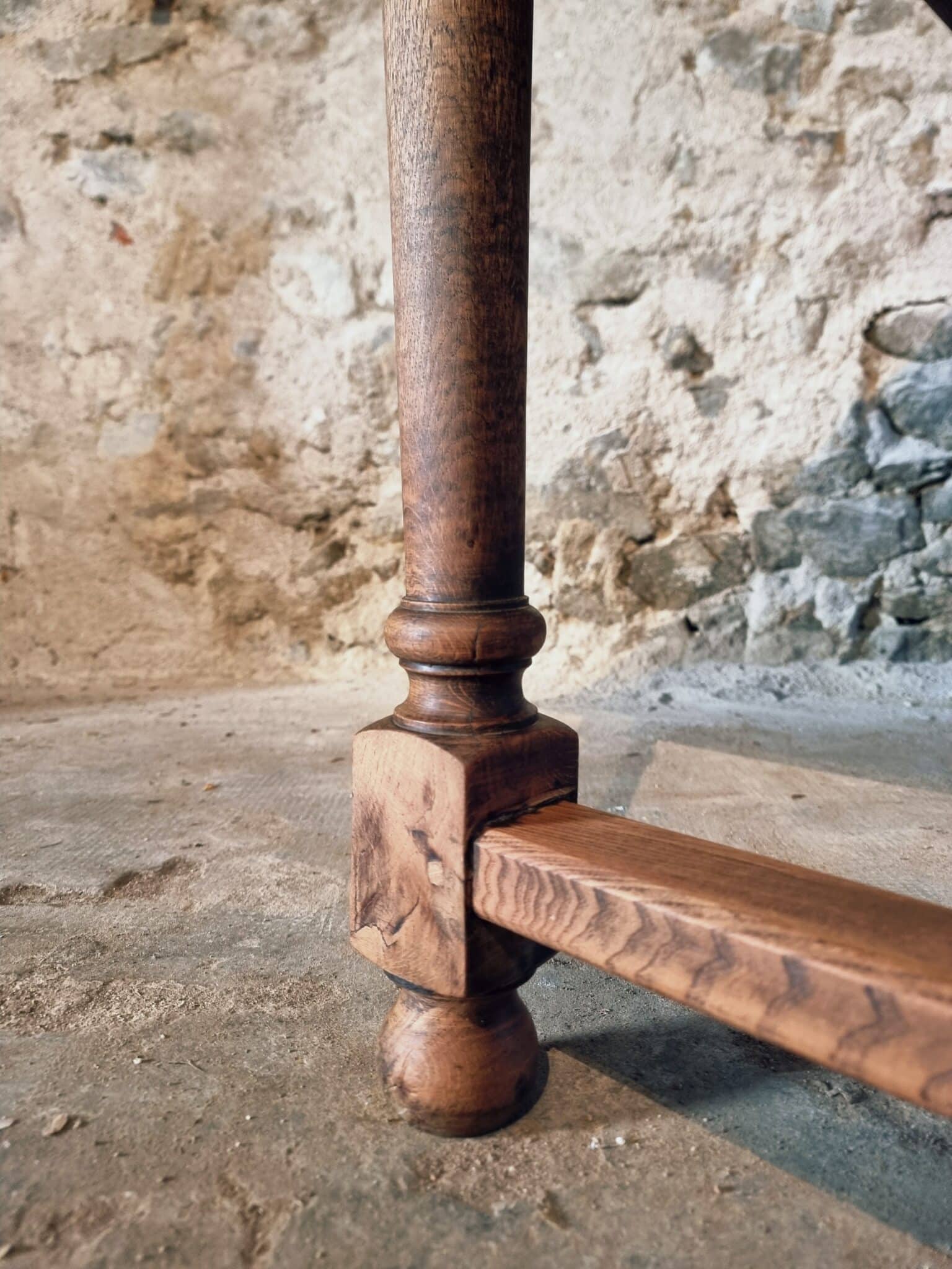 Antique French Oak & Elm Dining Table – Early 20th Century Farmhouse Table with Turned Legs (8)