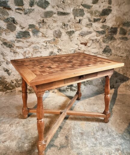 Antique French Walnut Writing Table with Drawer, 1920s30s (1)