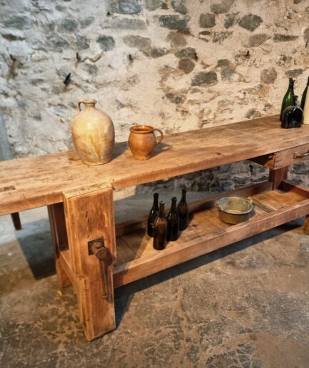 Vintage French Beech Wood Workbench – XXL Sideboard or Kitchen Island (circa 1900–1930) (1)
