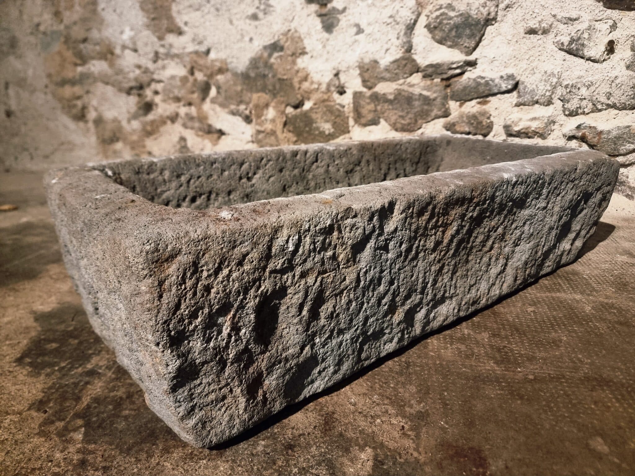 Antique Stone Trough Basin Planter (4)