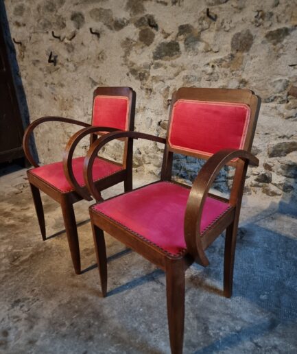 Pair of French Art Deco Beech Armchairs, 1930s (1)
