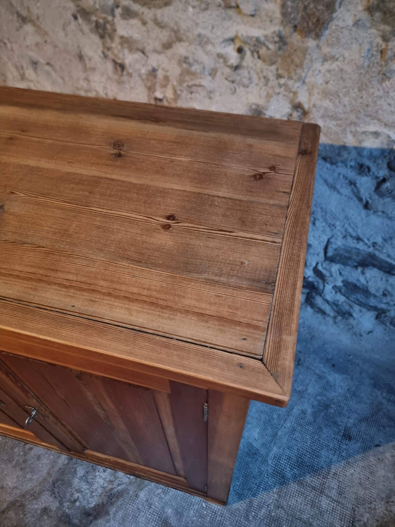 Vintage French Pine Sideboard Shop Counter, 1930s (6)