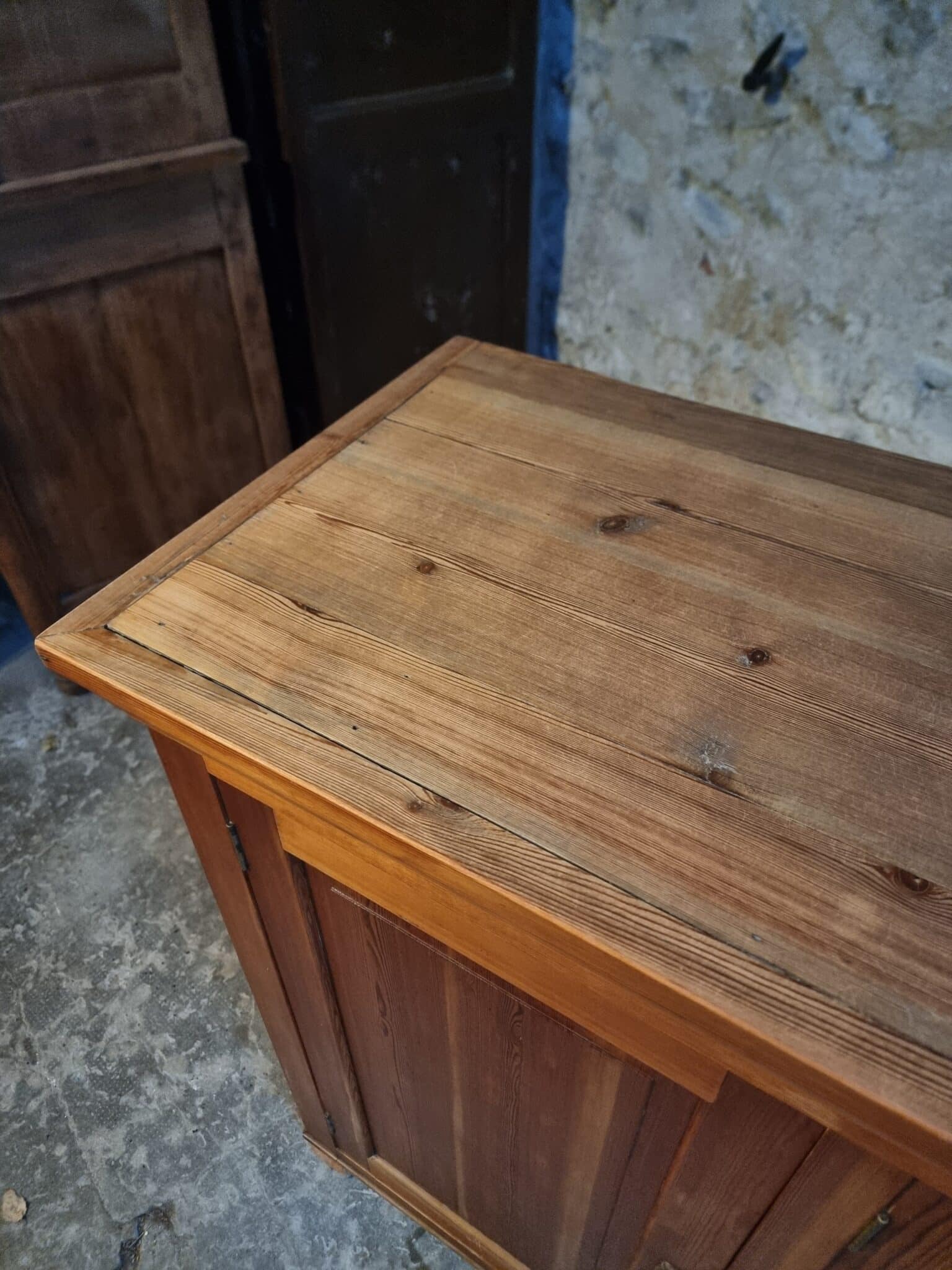 Vintage French Pine Sideboard Shop Counter, 1930s (8)