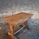 Antique French Oak Trestle Table 110 cm early 1900s farmhouse table