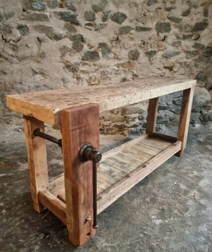 Antique French Workbench Console Table, circa 1900 side view