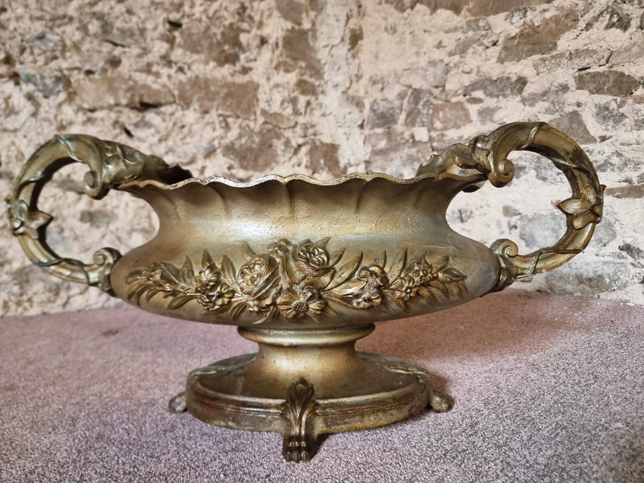 Large Antique Cast Iron Jardinière on Foot, France, circa 1900 (1) Large Antique Cast Iron Jardinière on Foot, France, circa 1900 (1)