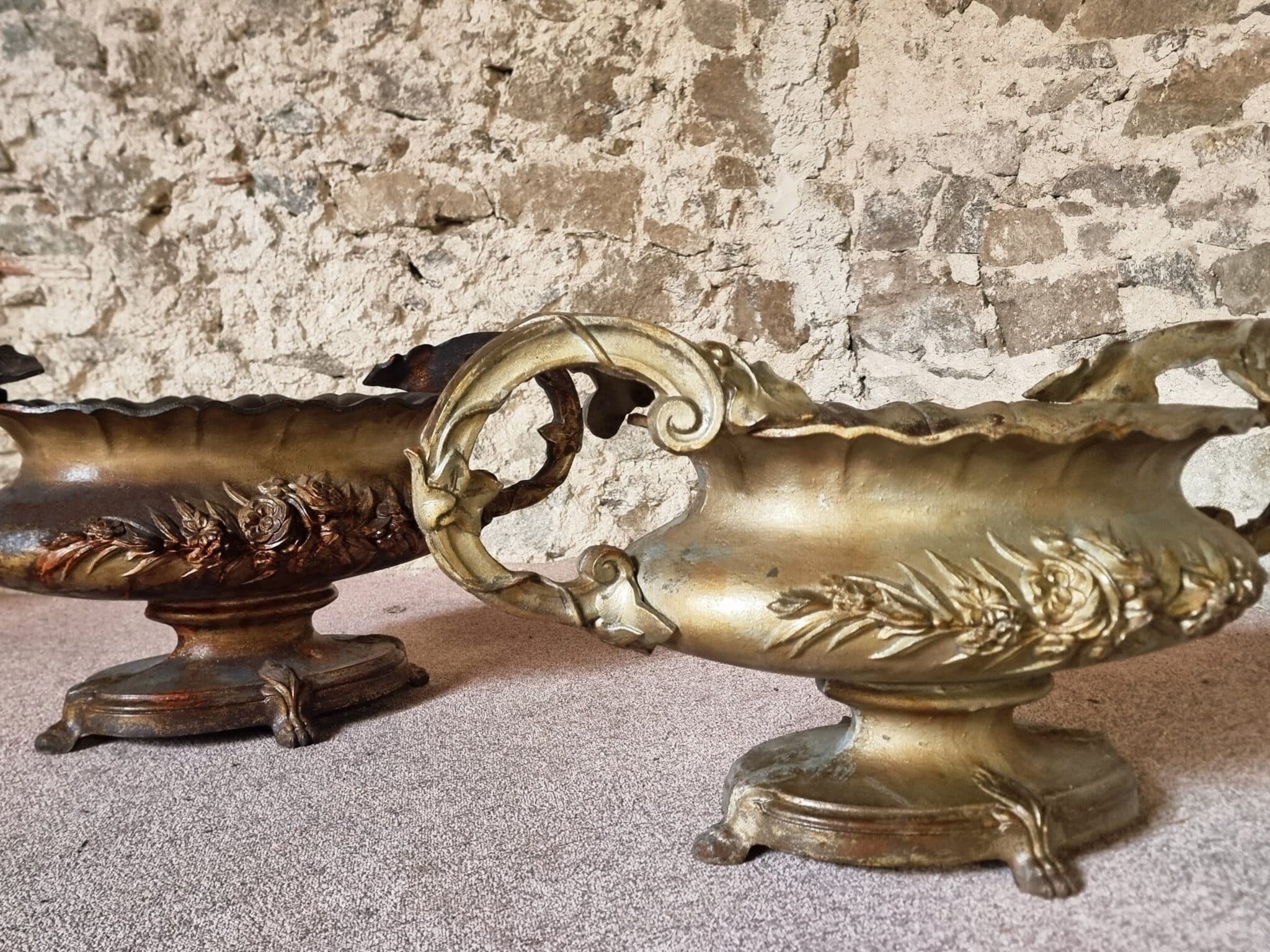 Large Antique Cast Iron Jardinière on Foot, France, circa 1900 (10)