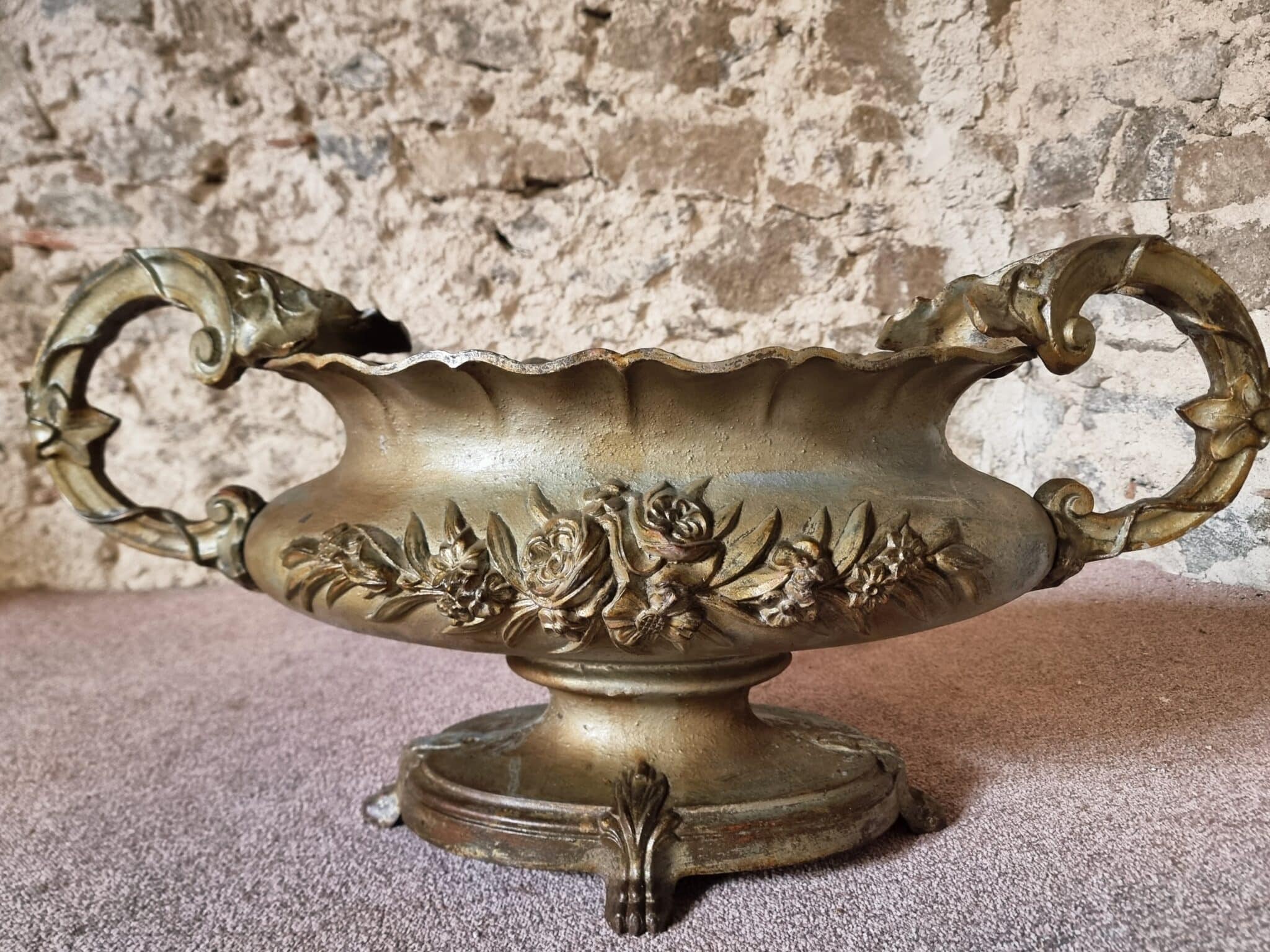 Large Antique Cast Iron Jardinière on Foot, France, circa 1900 (12)