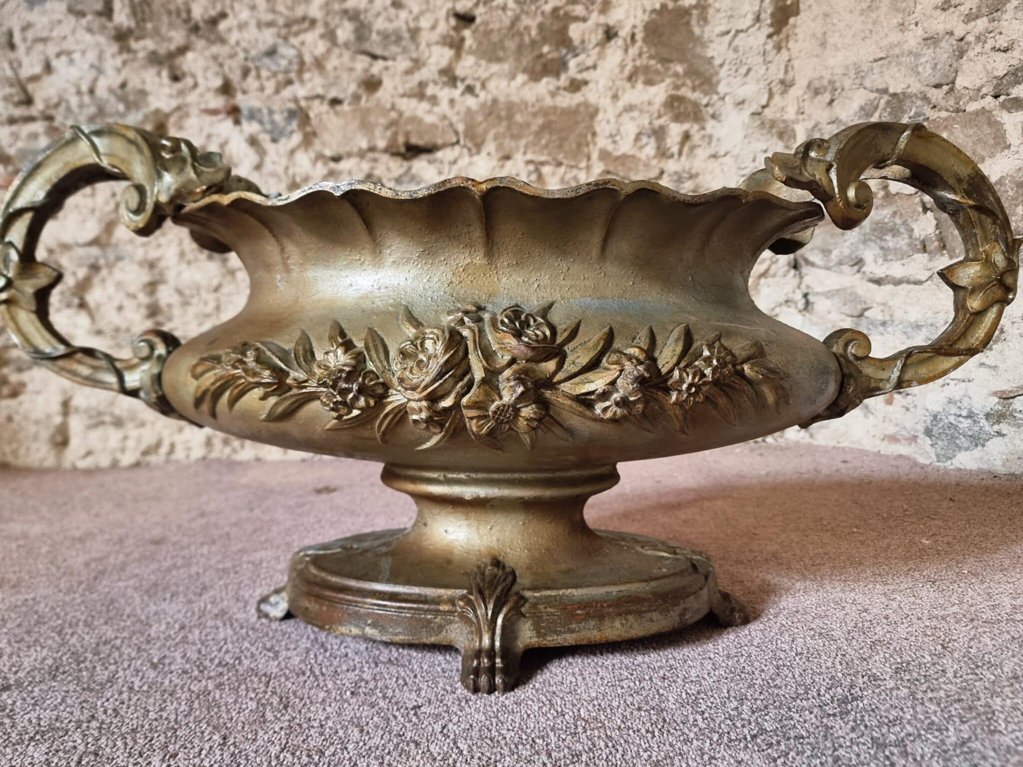 Large Antique Cast Iron Jardinière on Foot, France, circa 1900 (13)