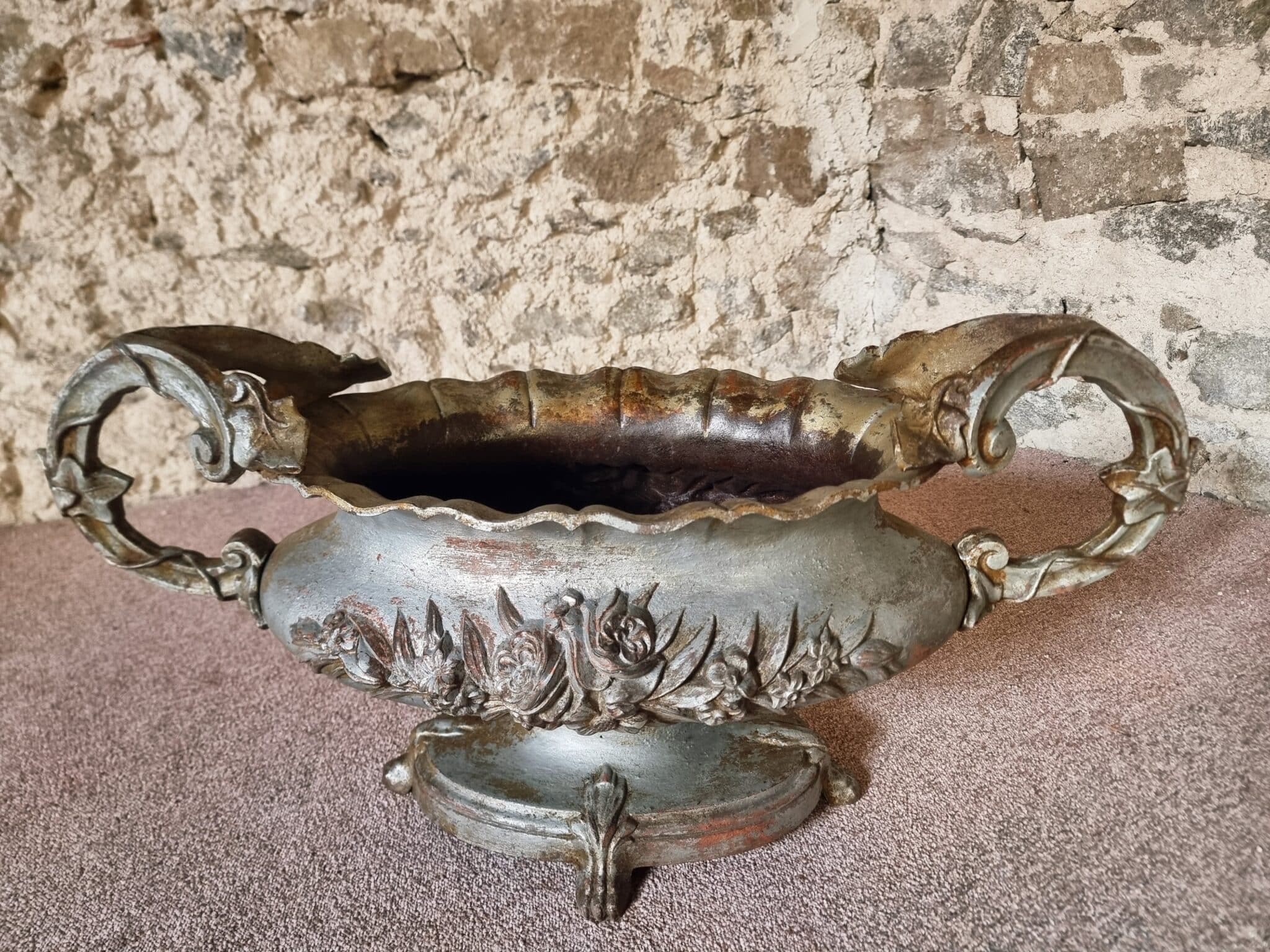 Large Antique Cast Iron Jardinière on Foot, France, circa 1900 (4)