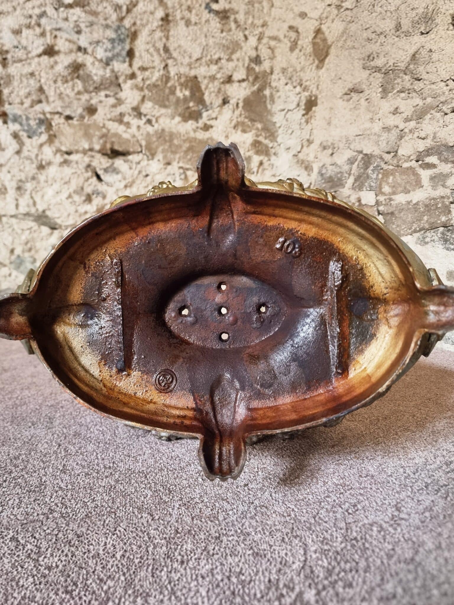 Large Antique Cast Iron Jardinière on Foot, France, circa 1900 (7)