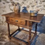 Rustic French Oak Table with Drawer, Late 18th – Early 19th Century, from the Auvergne (1)
