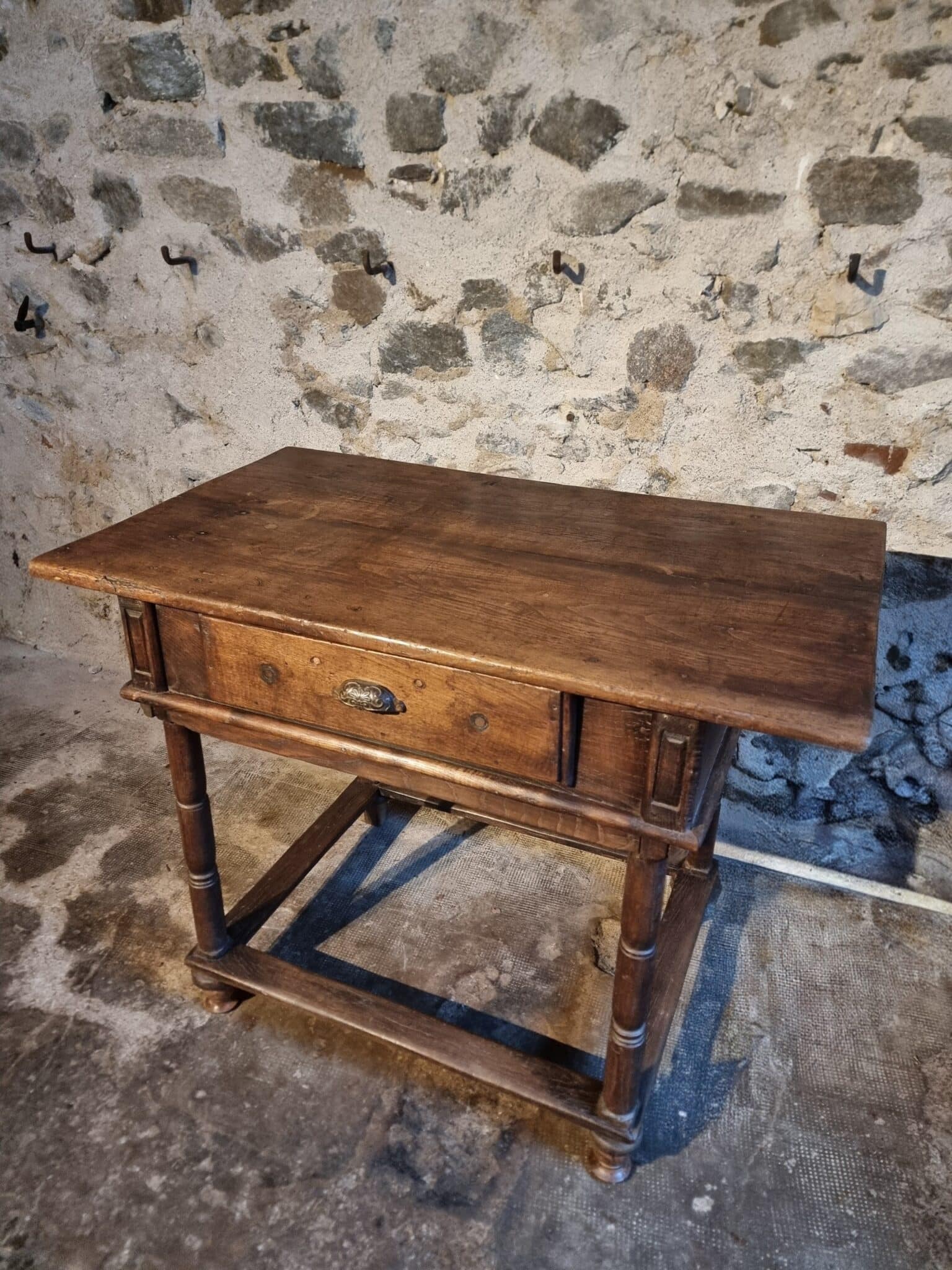 Rustic French Oak Table with Drawer, Late 18th – Early 19th Century, from the Auvergne (10)
