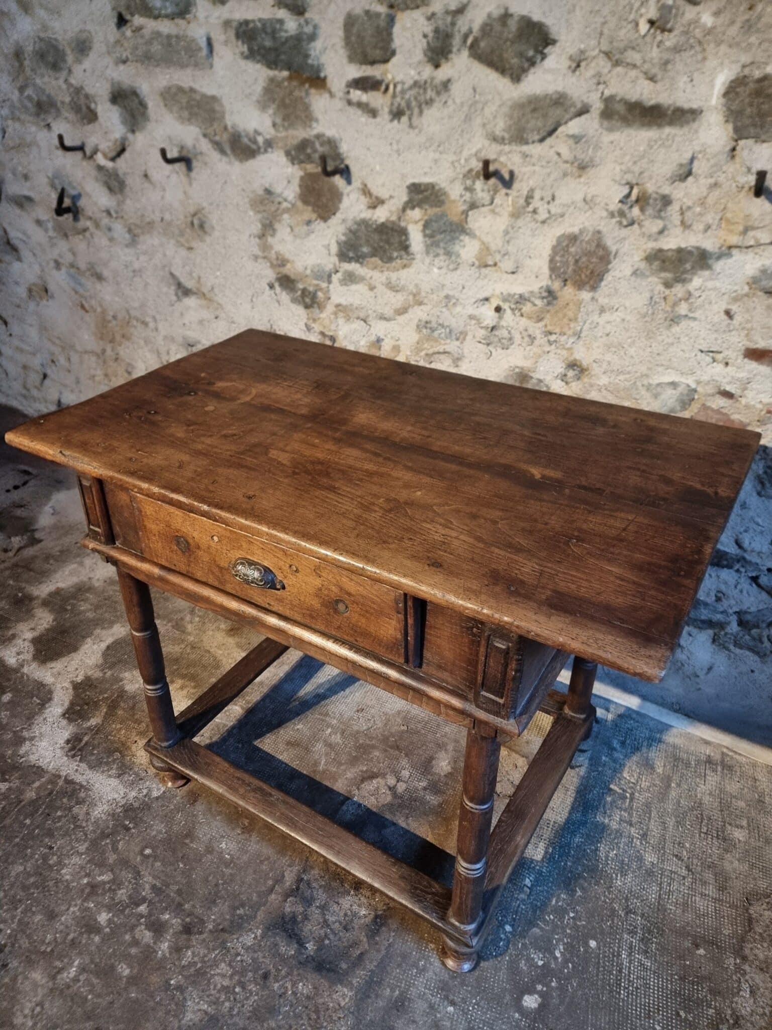 Rustic French Oak Table with Drawer, Late 18th – Early 19th Century, from the Auvergne (11)