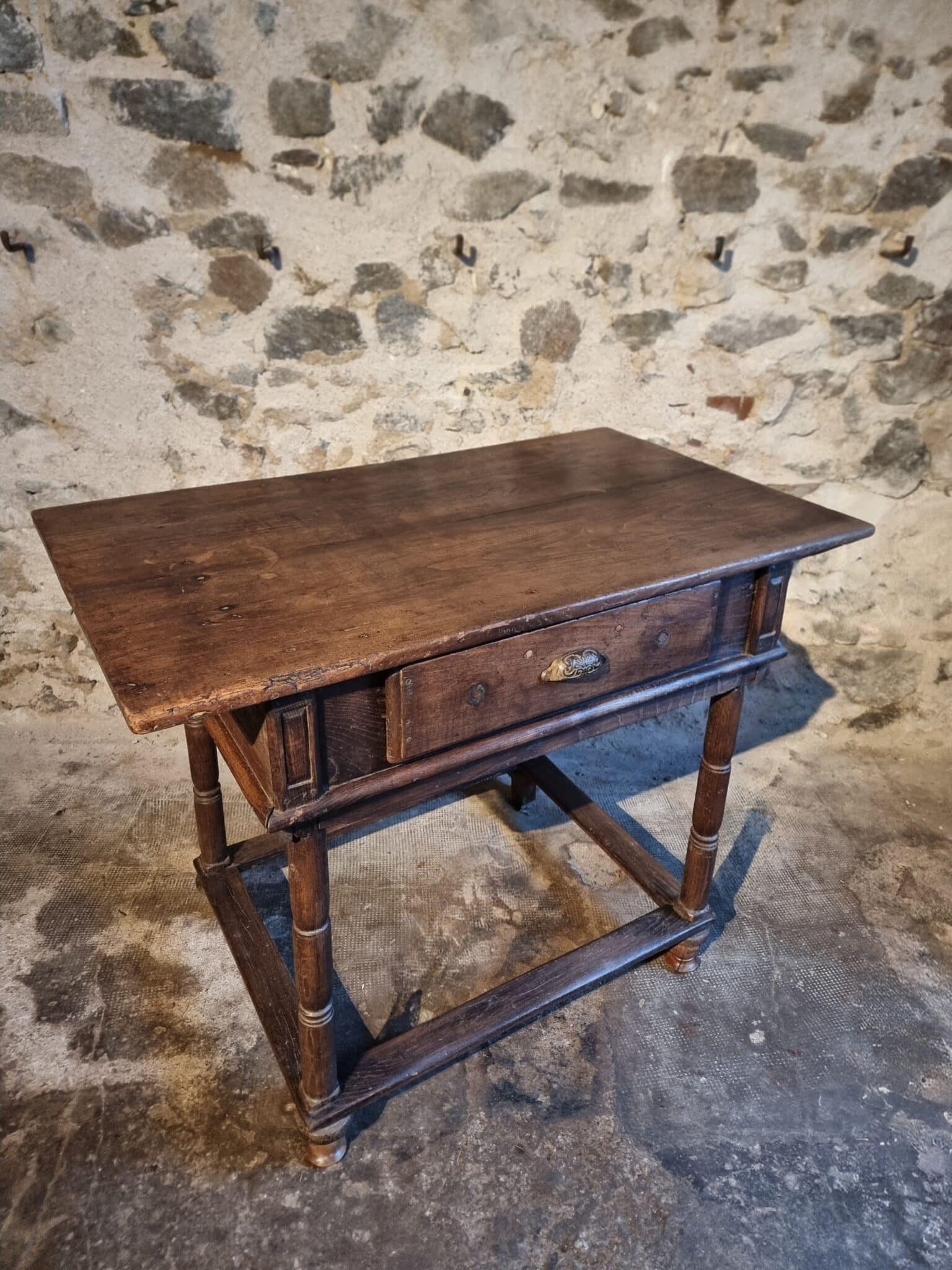 Rustic French Oak Table with Drawer, Late 18th – Early 19th Century, from the Auvergne (12)
