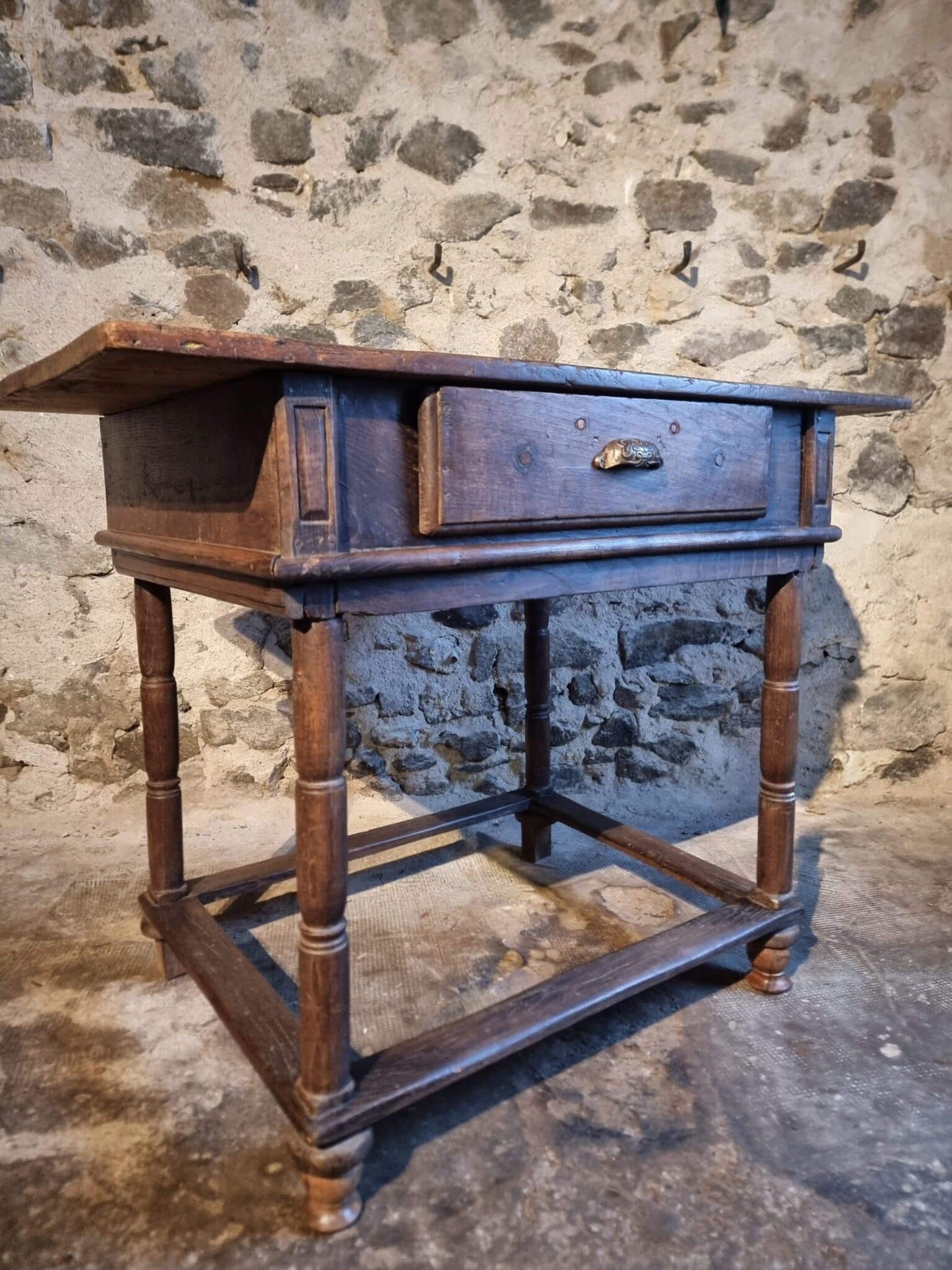Rustic French Oak Table with Drawer, Late 18th – Early 19th Century, from the Auvergne (13)