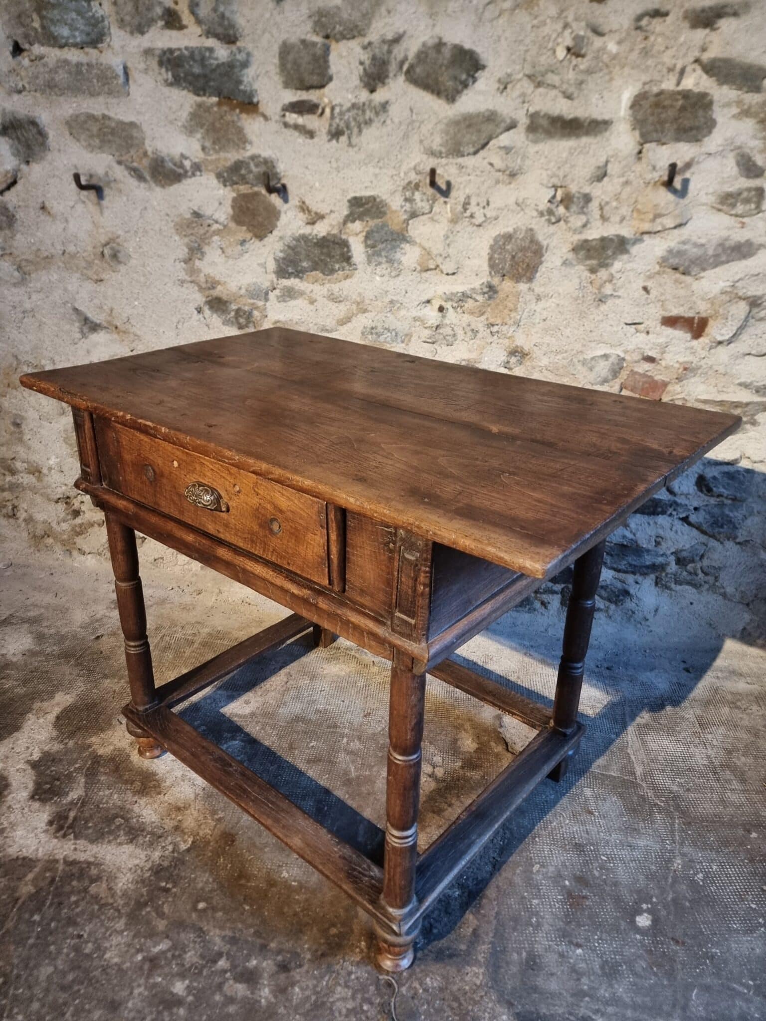 Rustic French Oak Table with Drawer, Late 18th – Early 19th Century, from the Auvergne (15)
