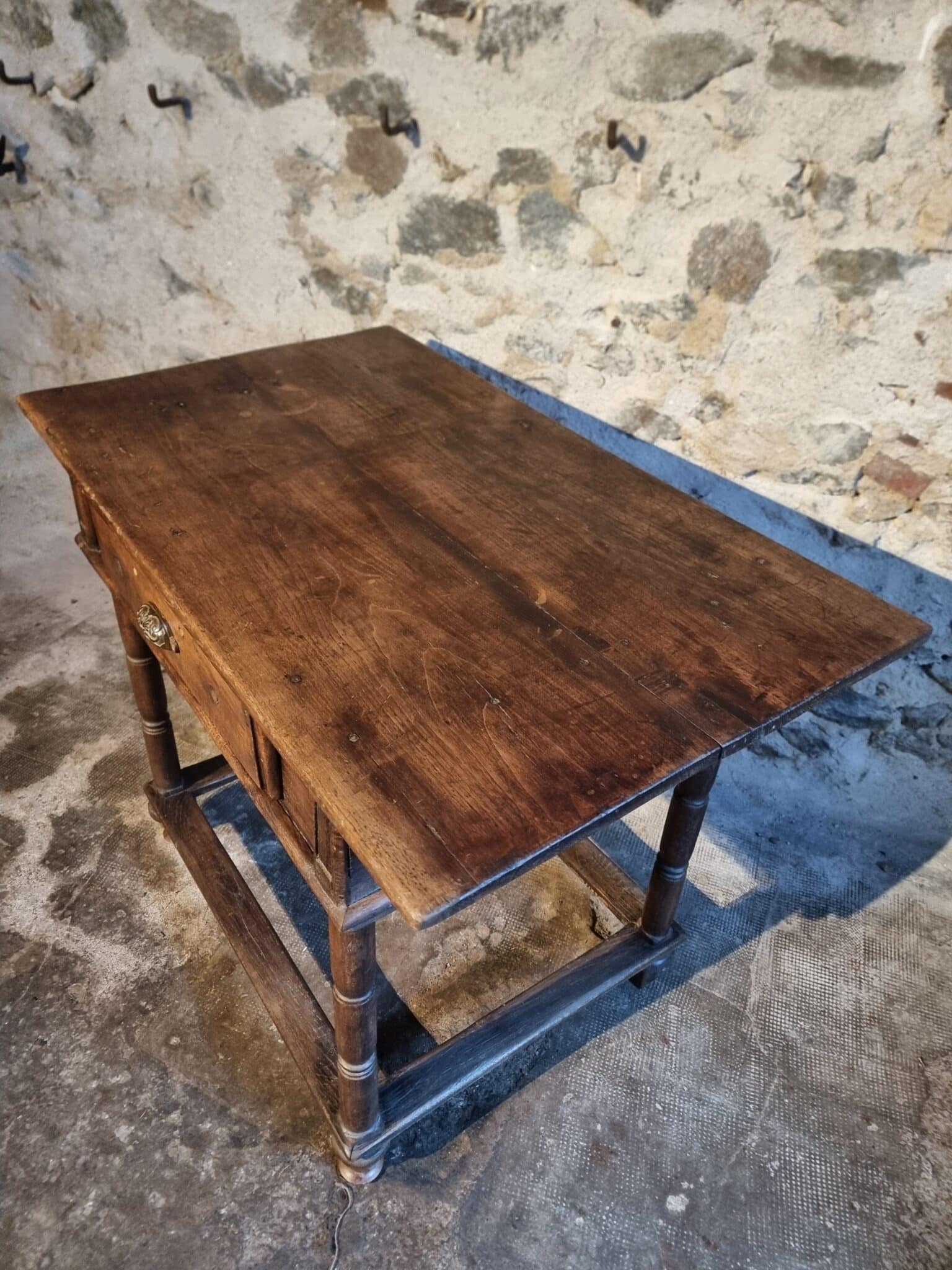 Rustic French Oak Table with Drawer, Late 18th – Early 19th Century, from the Auvergne (16)