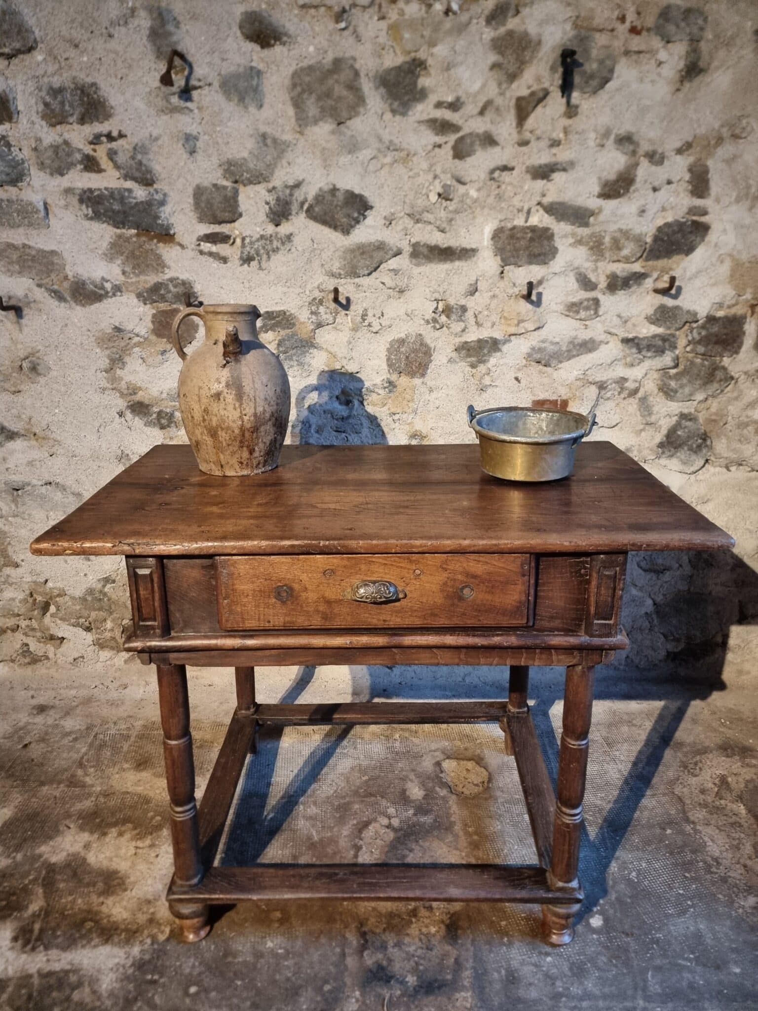 Rustic French Oak Table with Drawer, Late 18th – Early 19th Century, from the Auvergne (3)