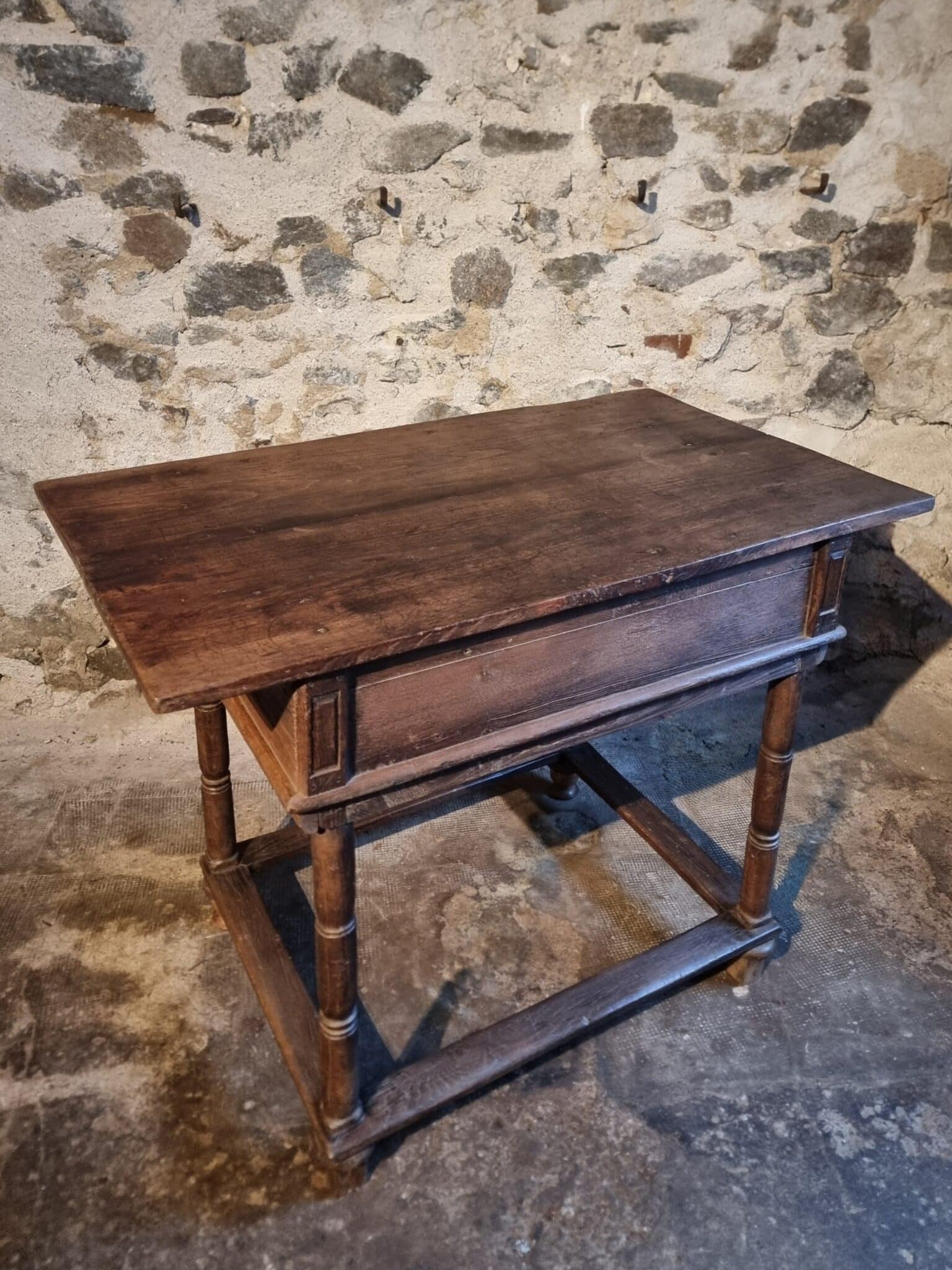 Rustic French Oak Table with Drawer, Late 18th – Early 19th Century, from the Auvergne (4)
