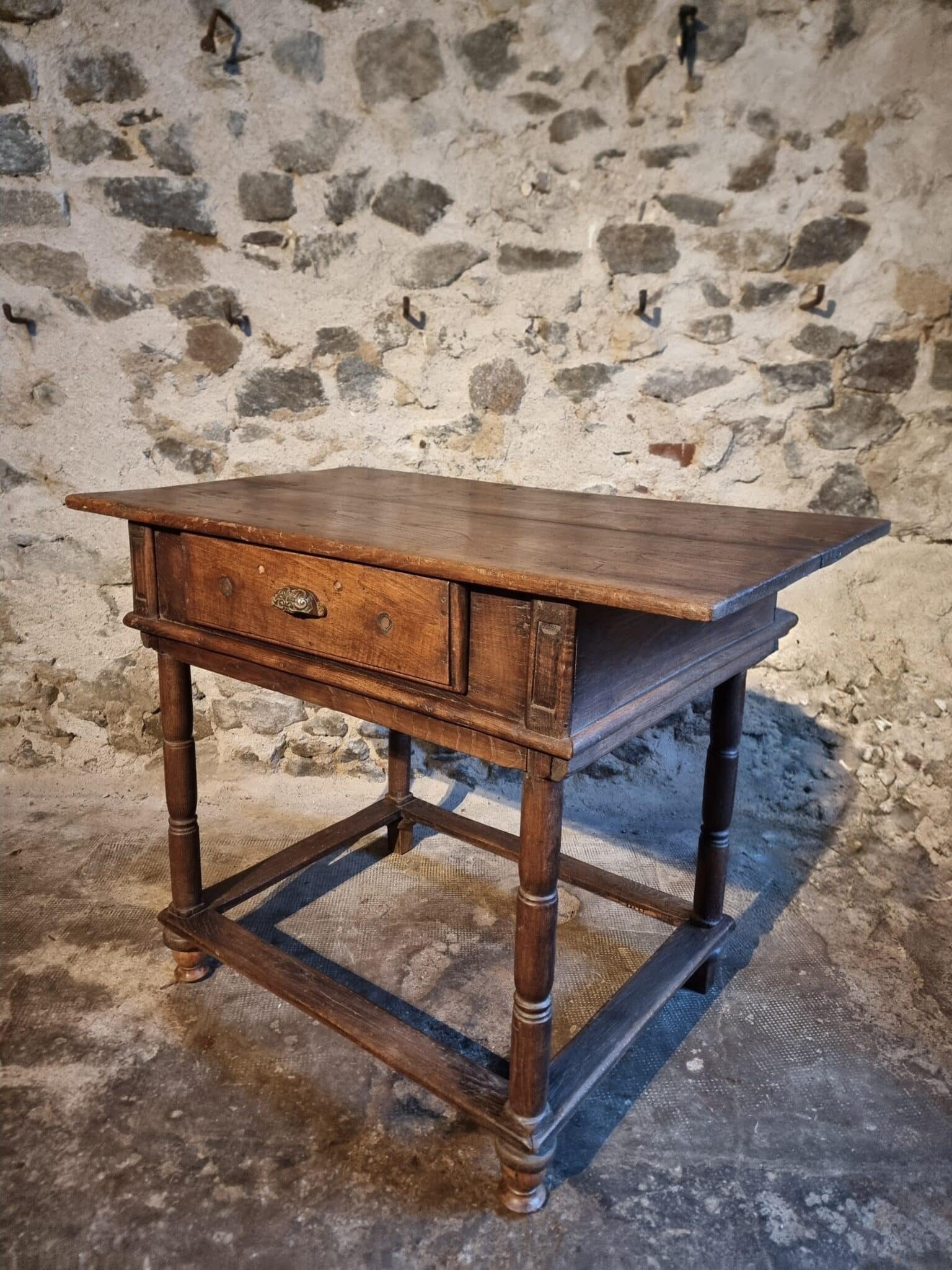 Rustic French Oak Table with Drawer, Late 18th – Early 19th Century, from the Auvergne (6)