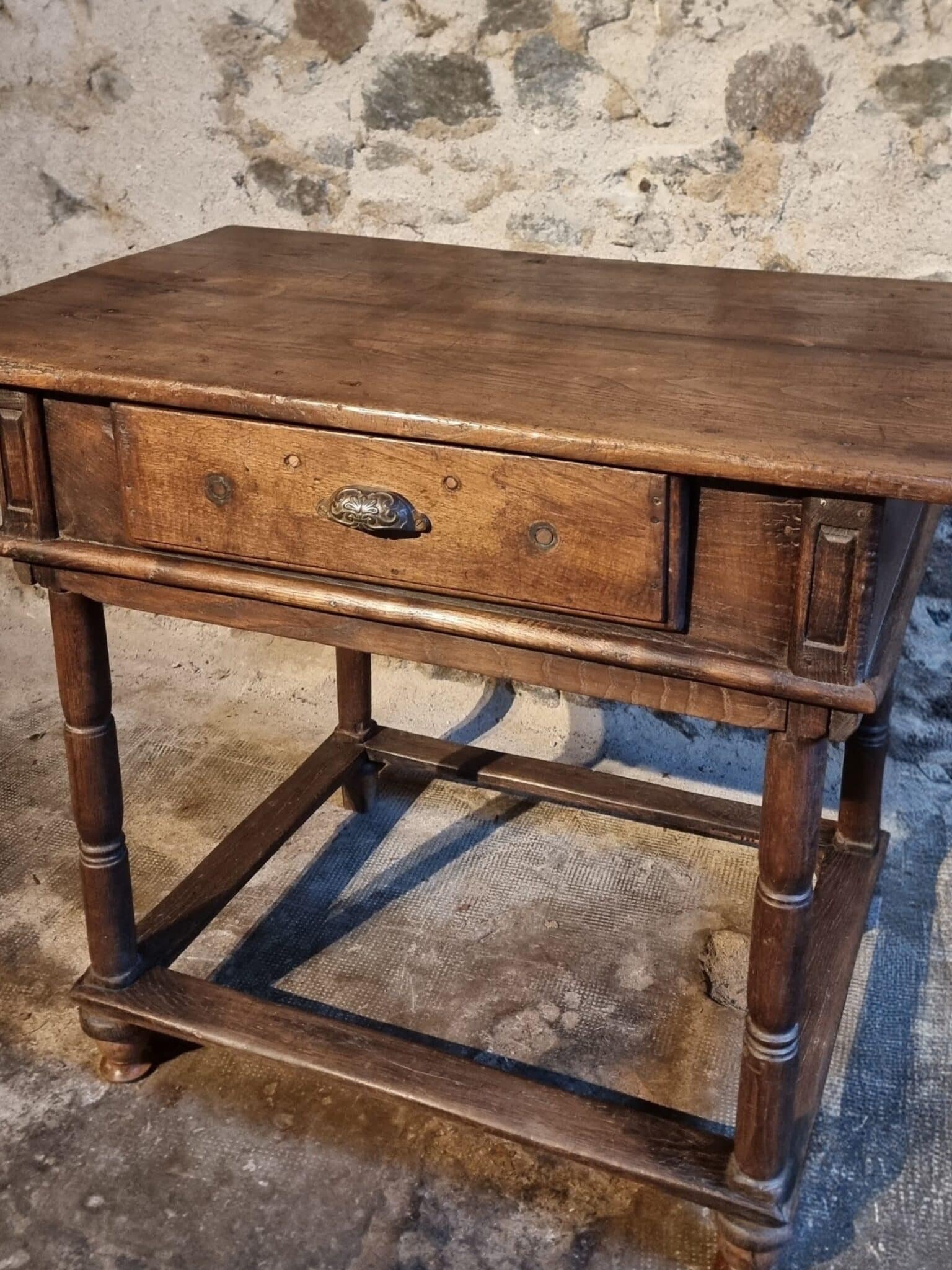 Rustic French Oak Table with Drawer, Late 18th – Early 19th Century, from the Auvergne (7)