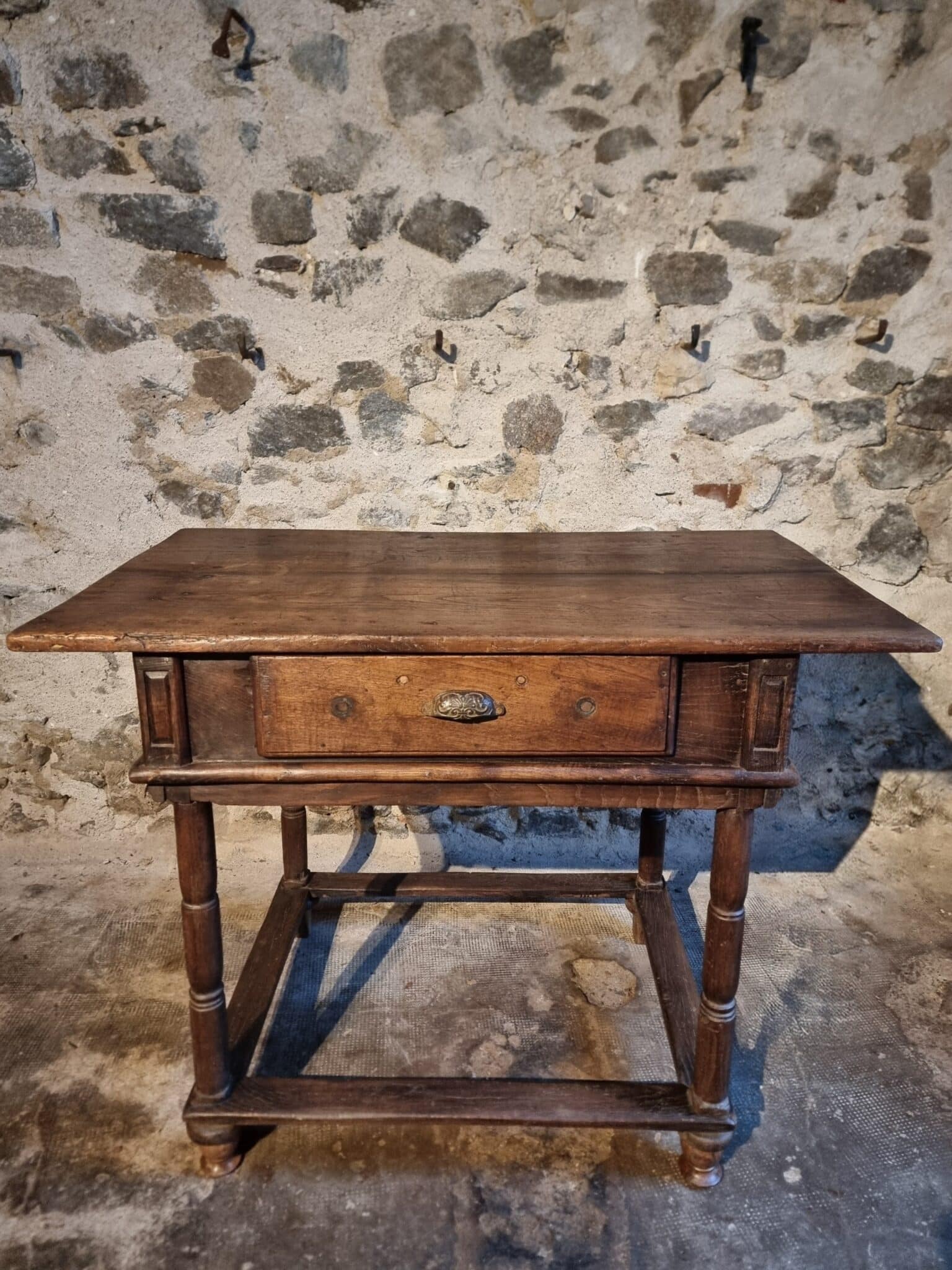 Rustic French Oak Table with Drawer, Late 18th – Early 19th Century, from the Auvergne (8)