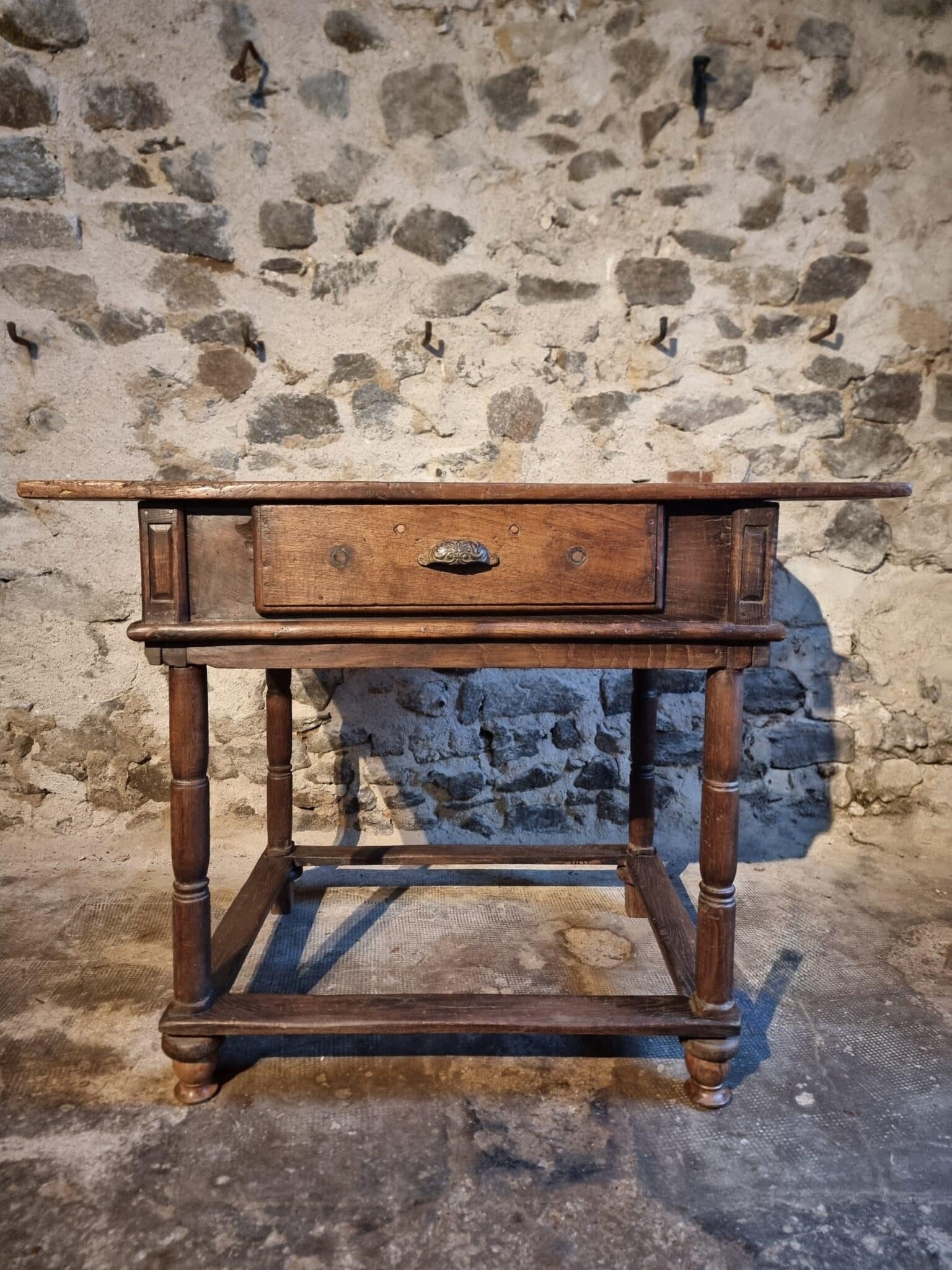 Rustic French Oak Table with Drawer, Late 18th – Early 19th Century, from the Auvergne (9)