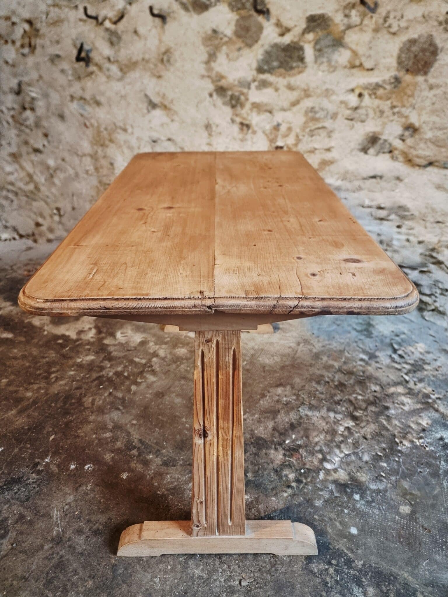 Vintage French Bistro Table 1930s – Pine Kitchen or Wine Table (7) Vintage French Bistro Table 1930s – Pine Kitchen or Wine Table front view