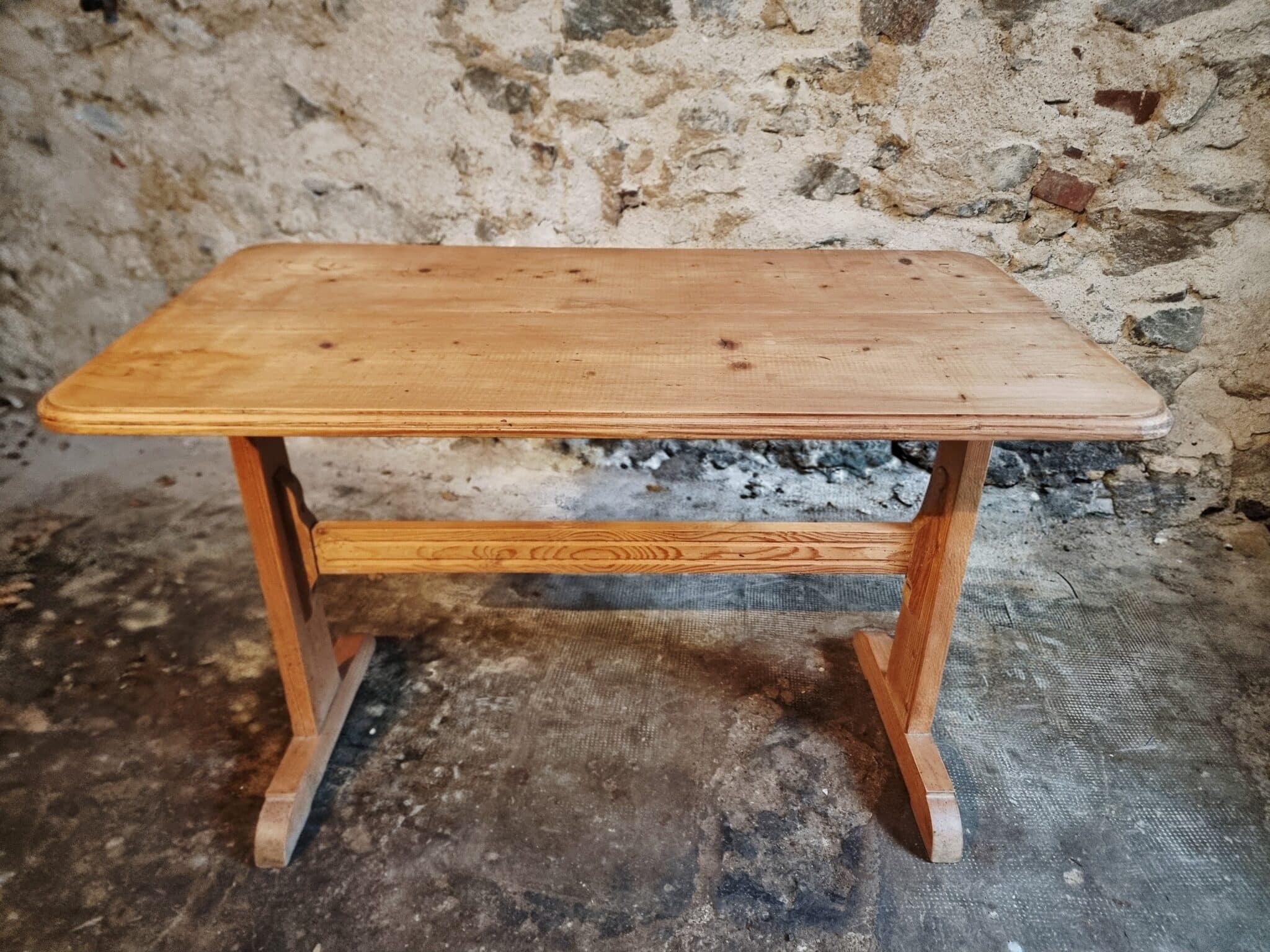 Vintage French Bistro Table 1930s – Pine Kitchen or Wine Table (9) Vintage French Bistro Table 1930s – Pine Kitchen or Wine Table front view