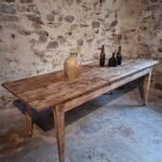 Antique French pine dining table farmhouse style