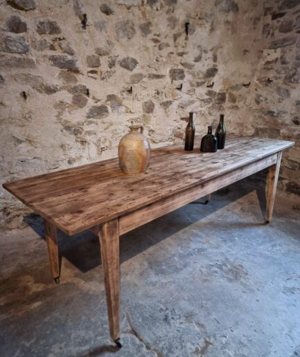 Antique French pine dining table farmhouse style