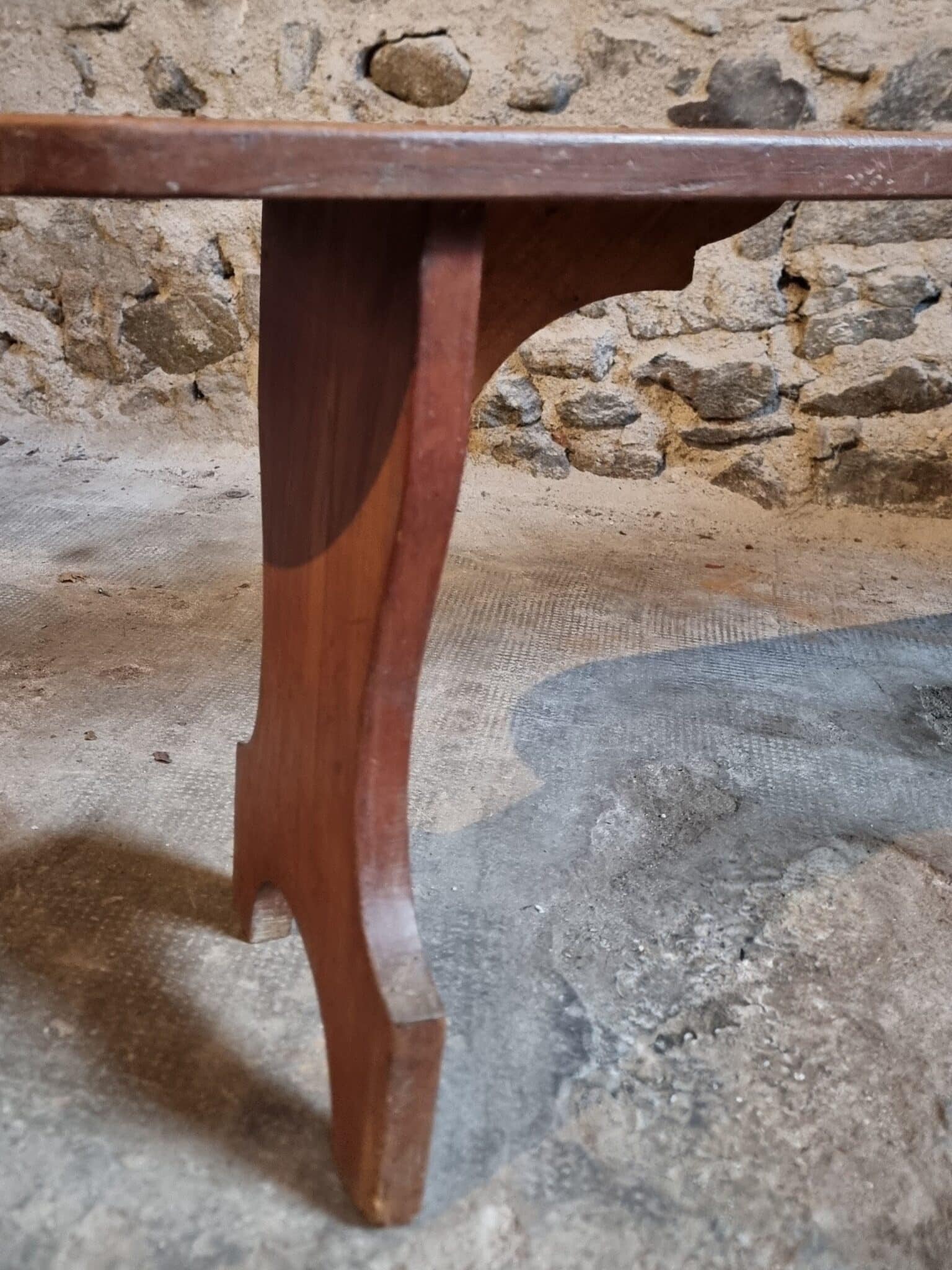 French Cherry Wood Bench, 1930s, Narrow Wooden Bench (9) long narrow bench cherry wood