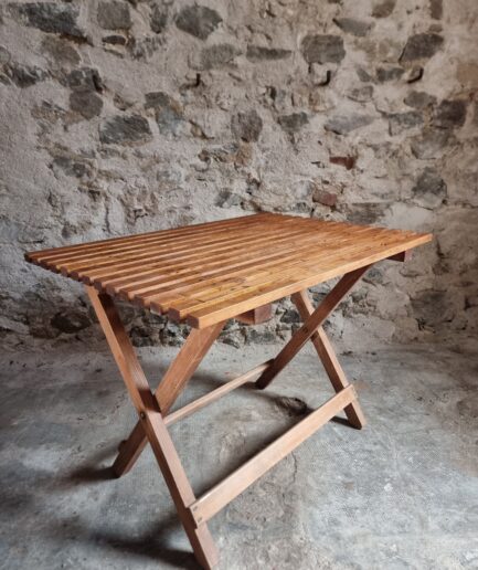 vintage pine folding table angled view