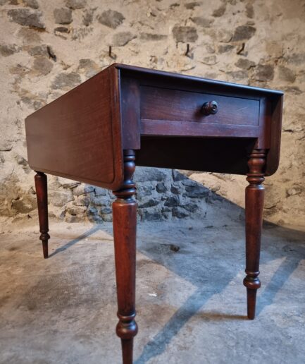 Mahogany drop leaf table fully folded front view