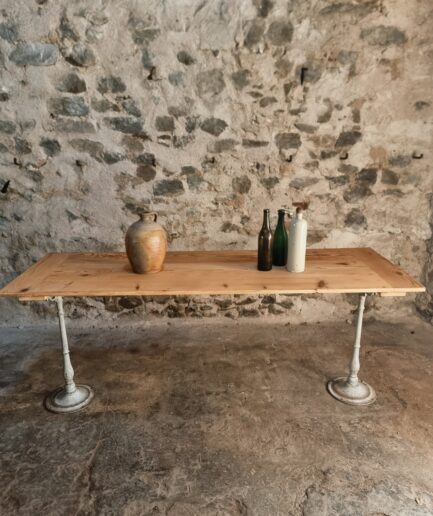 Vintage French dining table circa 1900 front view