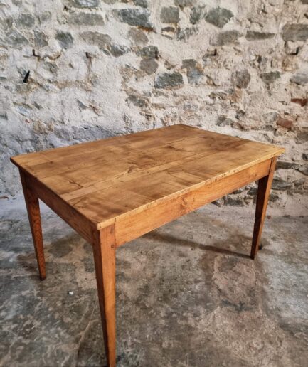 Antique farmhouse table France with oak base and poplar top
