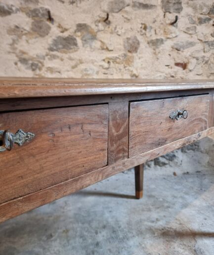 oak table detail drawer front